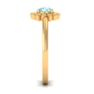 Round Cut Solitaire Aquamarine Flower Ring Aquamarine - ( AAA ) - Quality - Rosec Jewels