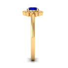 5 MM Round Lab Created Blue Sapphire Gold Floral Solitaire Ring in Prong Setting Lab Created Blue Sapphire - ( AAAA ) - Quality - Rosec Jewels