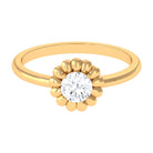 Zircon Floral Solitaire Ring Zircon - ( AAAA ) - Quality - Rosec Jewels