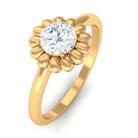 Zircon Floral Solitaire Ring Zircon - ( AAAA ) - Quality - Rosec Jewels