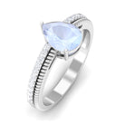 Pear Shaped Moonstone and Diamond Solitaire Ring with Twisted Rope Moonstone - ( AAA ) - Quality - Rosec Jewels