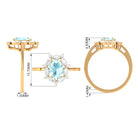 Oval Sky Blue Topaz Designer Halo Engagement Ring with Moissanite Sky Blue Topaz - ( AAA ) - Quality - Rosec Jewels