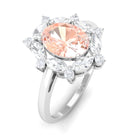 Morganite Designer Halo Engagement Ring with Moissanite Morganite - ( AAA ) - Quality - Rosec Jewels