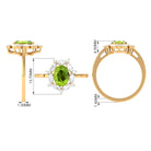 Designer Peridot Engagement Ring with Moissanite Halo Peridot - ( AAA ) - Quality - Rosec Jewels