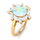 2 CT Ethiopian Opal Designer Halo Engagement Ring with Moissanite Ethiopian Opal - ( AAA ) - Quality - Rosec Jewels