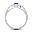 Oval Amethyst Halo Cocktail Ring with Diamond Amethyst - ( AAA ) - Quality - Rosec Jewels