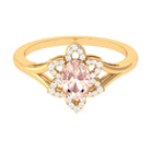 Oval Morganite and Diamond Flower Engagement Ring in Split Shank Morganite - ( AAA ) - Quality - Rosec Jewels