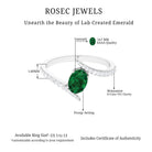 Oval Shape Lab Grown Emerald Solitaire Bypass Ring with Moissanite - Rosec Jewels