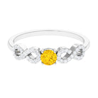 Solitaire Yellow Sapphire and Diamond Infinity Solitaire Ring Yellow Sapphire - ( AAA ) - Quality - Rosec Jewels