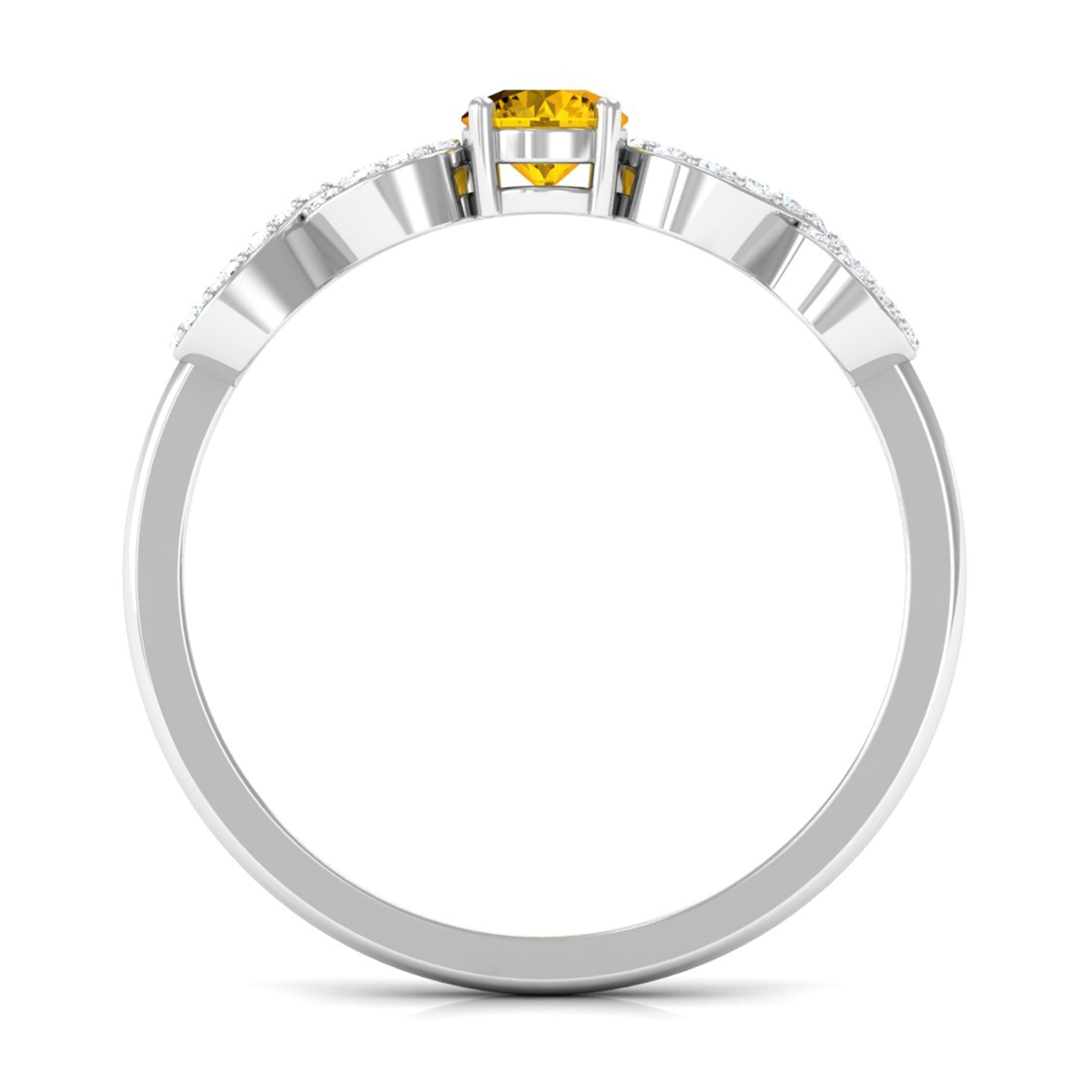 Solitaire Yellow Sapphire and Diamond Infinity Solitaire Ring Yellow Sapphire - ( AAA ) - Quality - Rosec Jewels