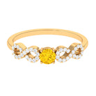 Solitaire Yellow Sapphire and Diamond Infinity Solitaire Ring Yellow Sapphire - ( AAA ) - Quality - Rosec Jewels