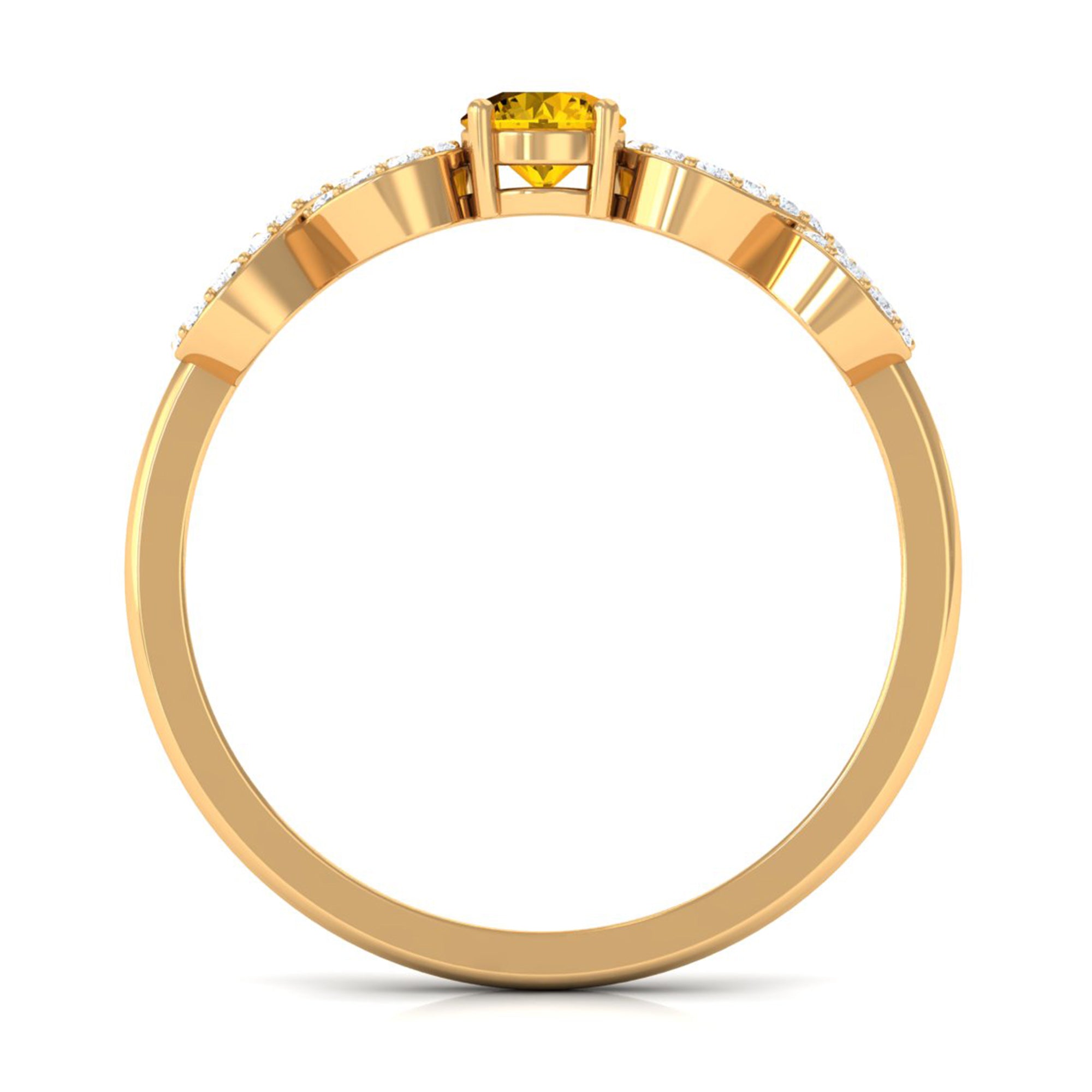 Solitaire Yellow Sapphire and Diamond Infinity Solitaire Ring Yellow Sapphire - ( AAA ) - Quality - Rosec Jewels