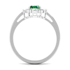 Vintage Style Oval Created Emerald Solitaire Engagement Ring with Diamond Lab Created Emerald - ( AAAA ) - Quality - Rosec Jewels