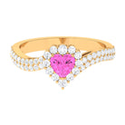 Heart Shape Pink Sapphire and Diamond Bypass Engagement Ring Pink Sapphire - ( AAA ) - Quality - Rosec Jewels