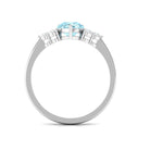 Classic Pear Shape Aquamarine Solitaire Ring with Diamond Trio Aquamarine - ( AAA ) - Quality - Rosec Jewels