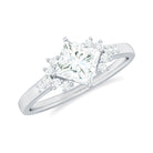 Simple Princess Cut Zircon Solitaire Promise Ring in Gold Zircon - ( AAAA ) - Quality - Rosec Jewels