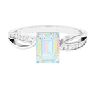 Infinity Shank Emerald Cut Ethiopian Opal Engagement Ring with Diamond Ethiopian Opal - ( AAA ) - Quality - Rosec Jewels