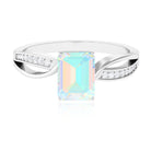 Infinity Shank Emerald Cut Ethiopian Opal Engagement Ring with Diamond Ethiopian Opal - ( AAA ) - Quality - Rosec Jewels