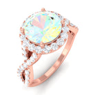 3 CT Ethiopian Opal Crossover Engagement Ring with Moissanite Halo Ethiopian Opal - ( AAA ) - Quality - Rosec Jewels