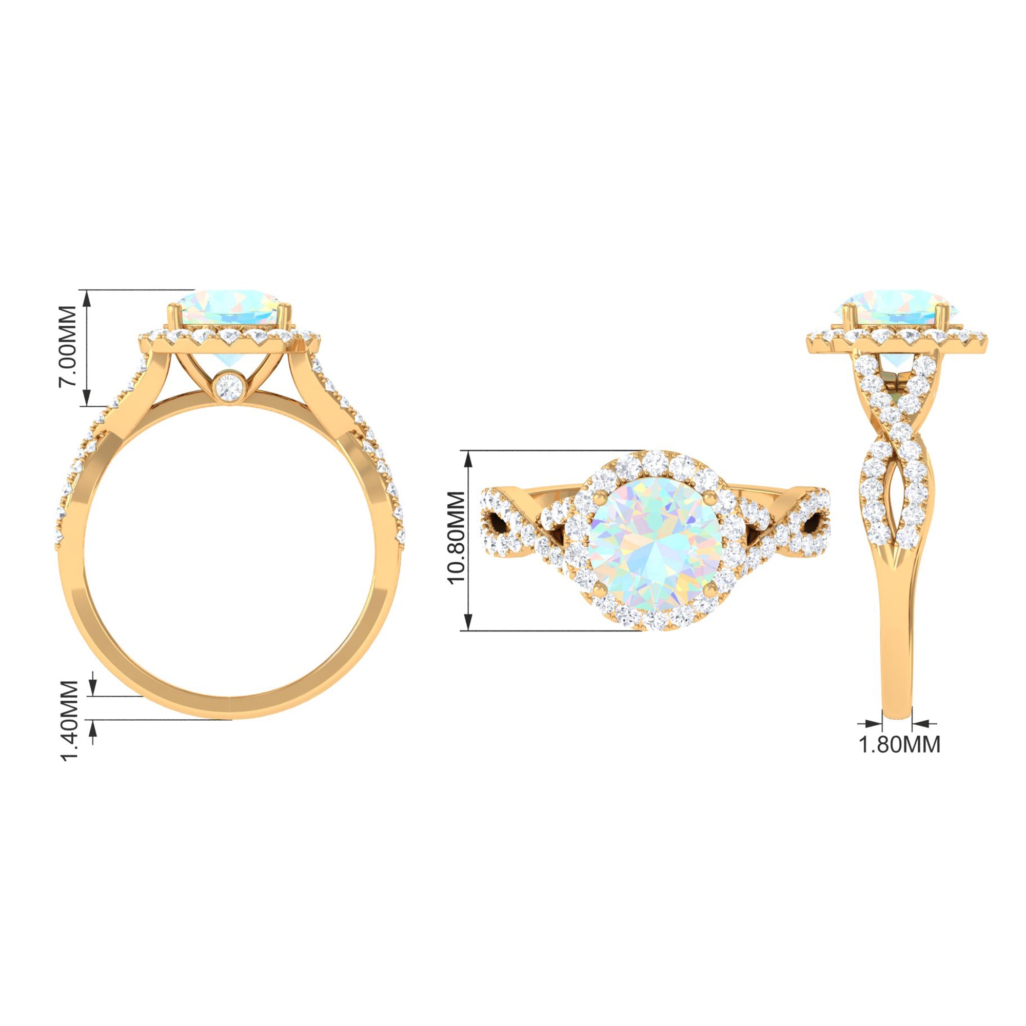 3 CT Ethiopian Opal Crossover Engagement Ring with Moissanite Halo Ethiopian Opal - ( AAA ) - Quality - Rosec Jewels