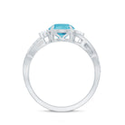 Swiss Blue Topaz and Diamond Engagement Ring with Crossover Shank Swiss Blue Topaz - ( AAA ) - Quality - Rosec Jewels