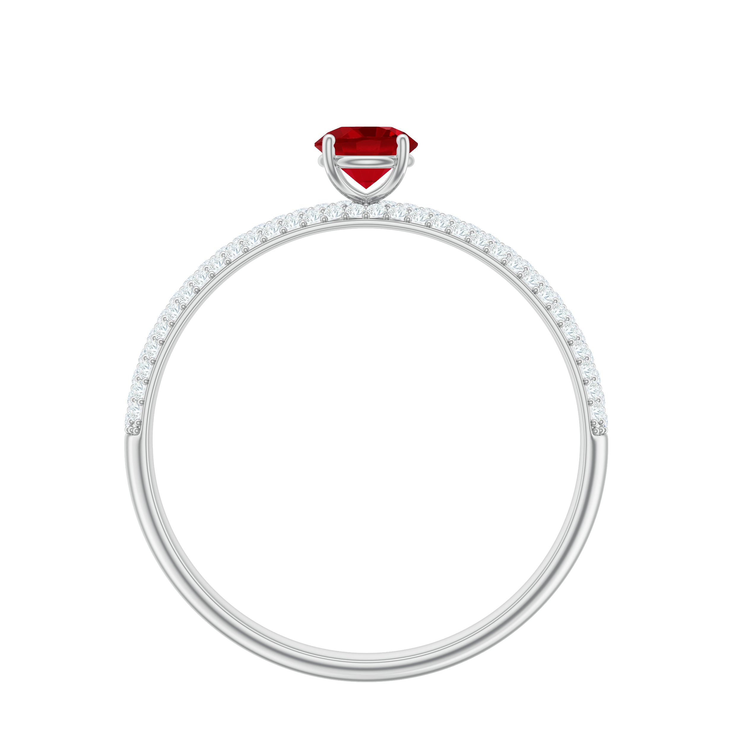 Rosec Jewels-Lab-Created Ruby Solitaire Ring with Diamond Side Stones