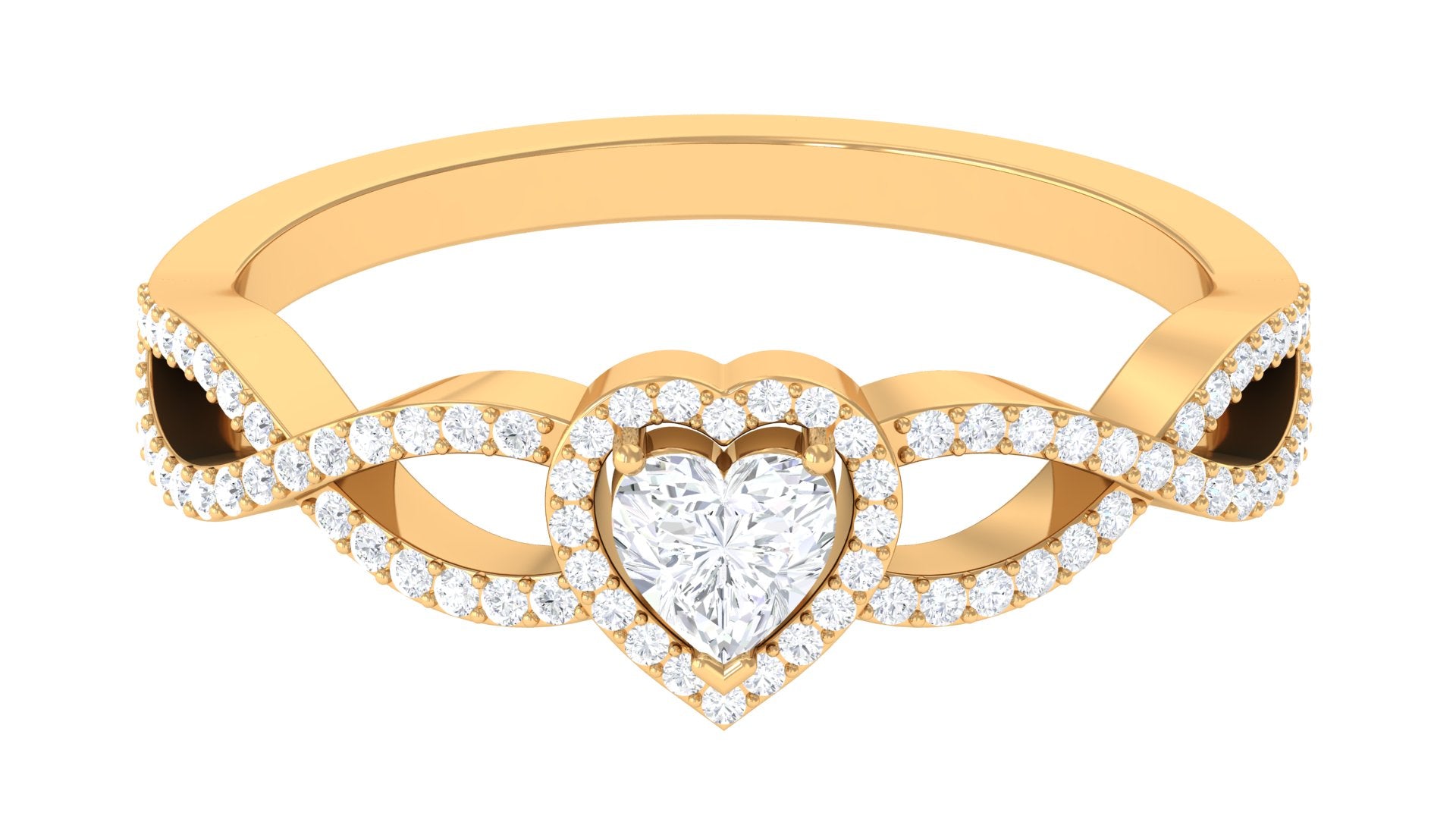 Heart Shape Lab Grown Diamond Criss Cross Engagement Ring Lab Grown Diamond - ( EF-VS ) - Color and Clarity - Rosec Jewels