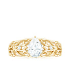 Pear Shaped Lab Created Diamond Solitaire Filigree Ring Lab Grown Diamond - ( EF-VS ) - Color and Clarity - Rosec Jewels