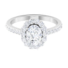 Oval Shape Lab Grown Diamond Halo Engagement Ring Lab Grown Diamond - ( EF-VS ) - Color and Clarity - Rosec Jewels