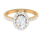 Oval Shape Lab Grown Diamond Halo Engagement Ring Lab Grown Diamond - ( EF-VS ) - Color and Clarity - Rosec Jewels