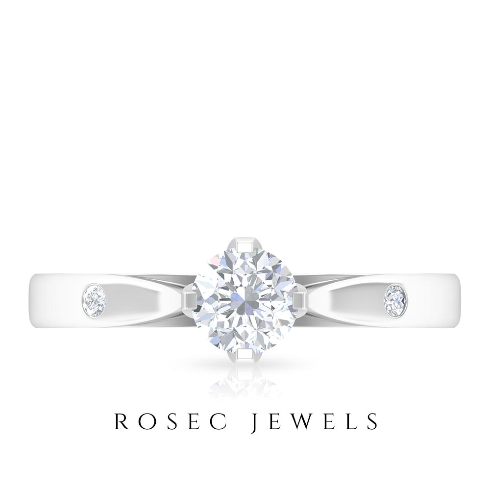 Lab Grown Diamond Solitaire Promise Ring Lab Grown Diamond - ( EF-VS ) - Color and Clarity - Rosec Jewels