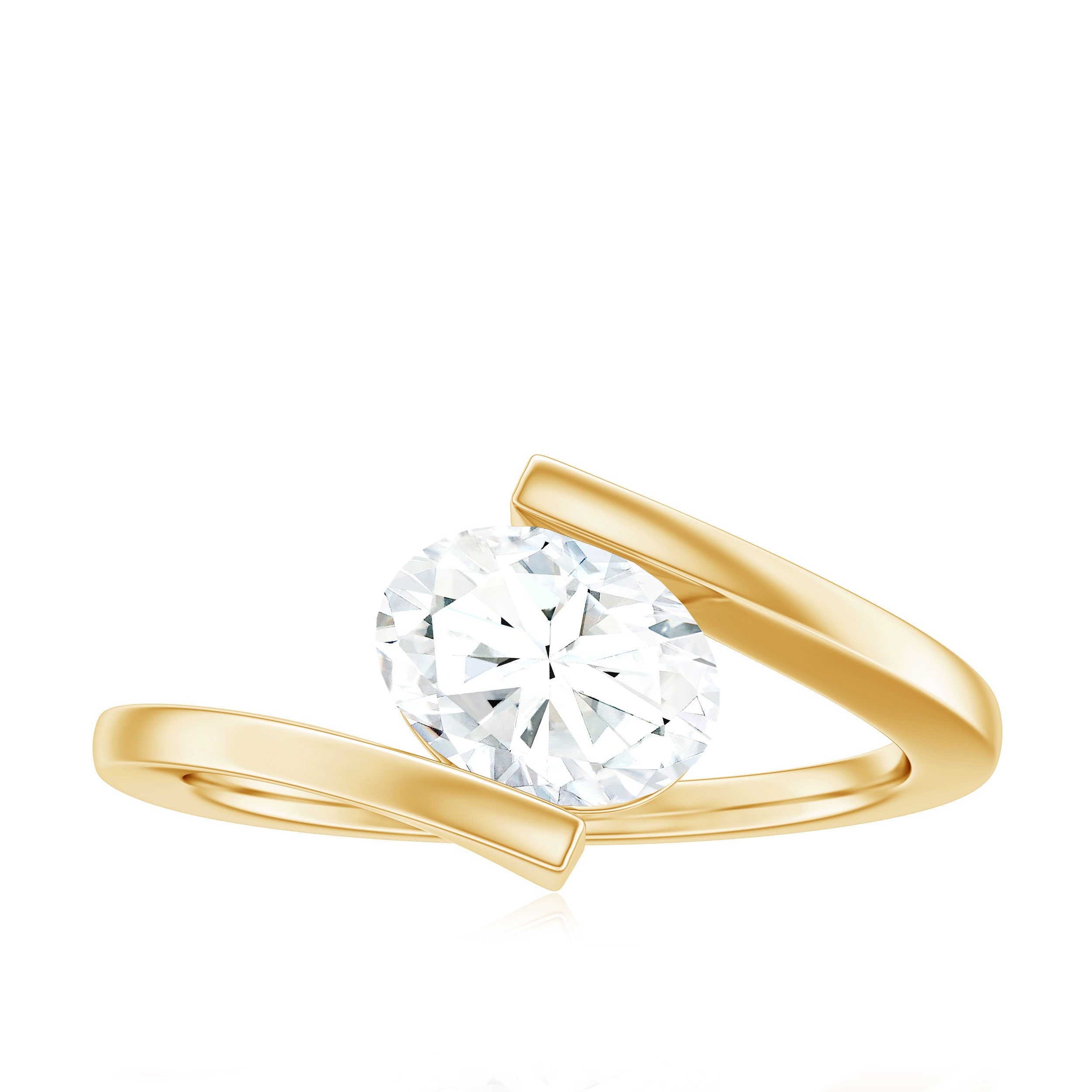 Simple Oval Shape Lab Grown Diamond Solitaire Bypass Ring Lab Grown Diamond - ( EF-VS ) - Color and Clarity - Rosec Jewels