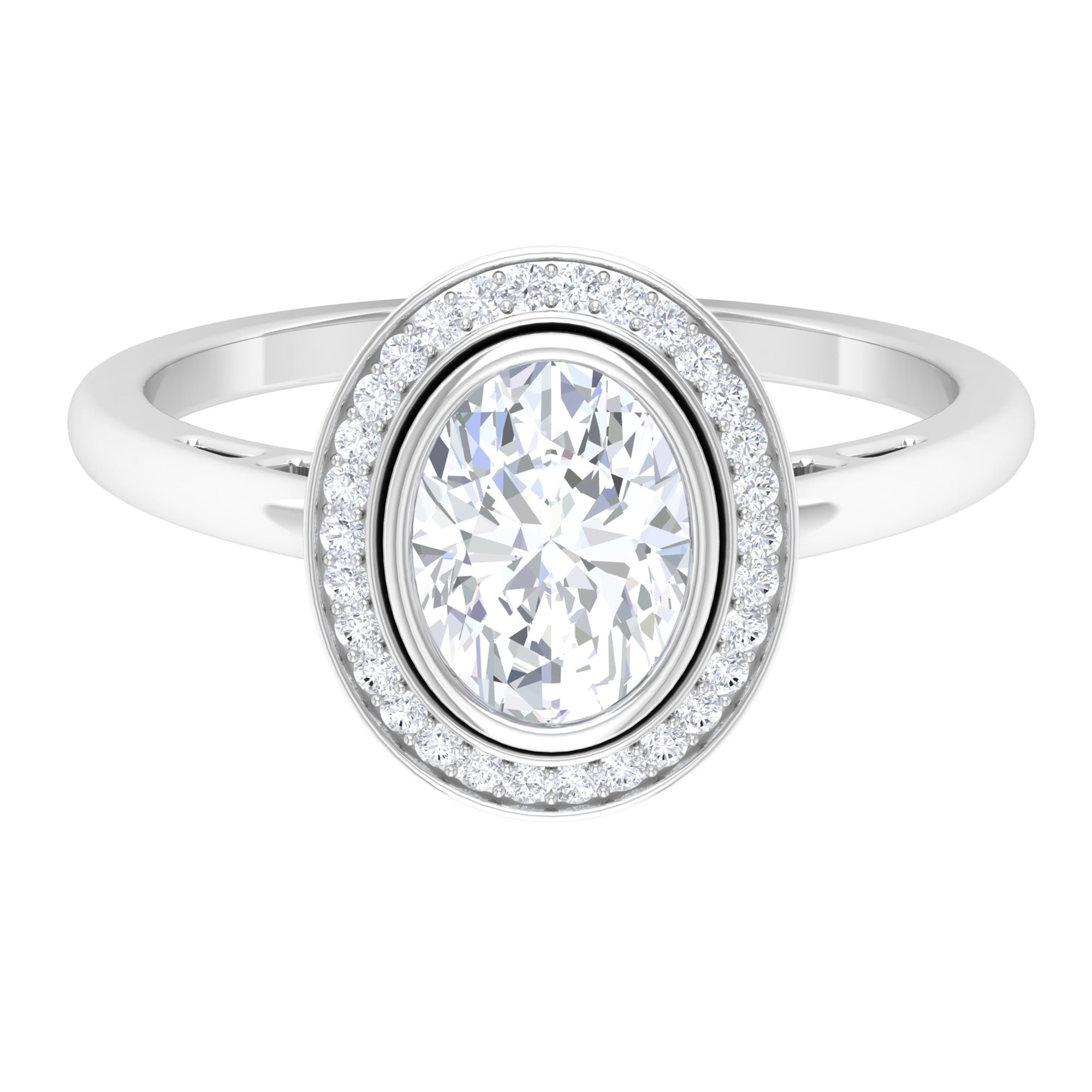 Classic Lab Grown Diamond Engagement Ring with Halo Lab Grown Diamond - ( EF-VS ) - Color and Clarity - Rosec Jewels