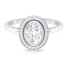 Classic Lab Grown Diamond Engagement Ring with Halo Lab Grown Diamond - ( EF-VS ) - Color and Clarity - Rosec Jewels