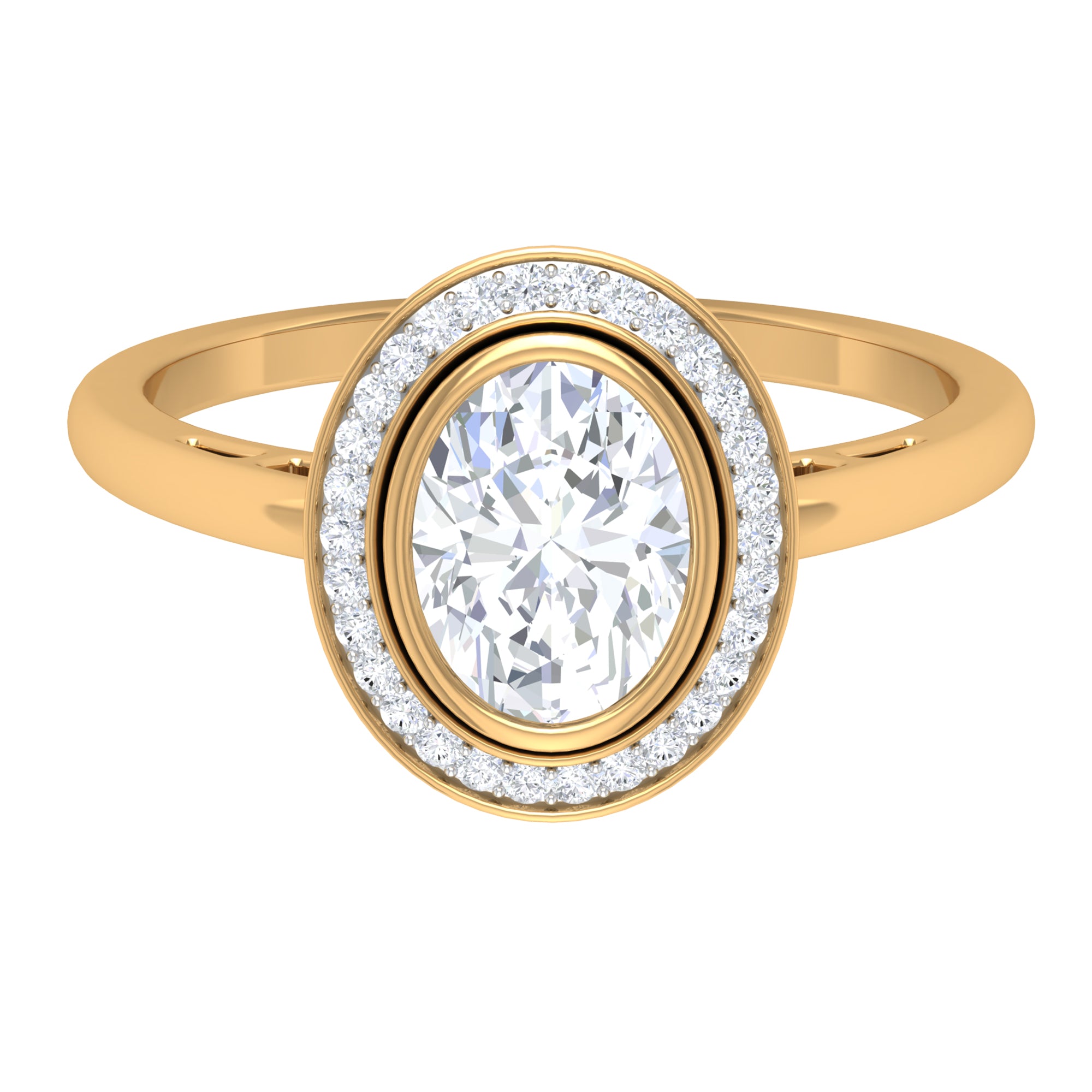 Classic Lab Grown Diamond Engagement Ring with Halo Lab Grown Diamond - ( EF-VS ) - Color and Clarity - Rosec Jewels