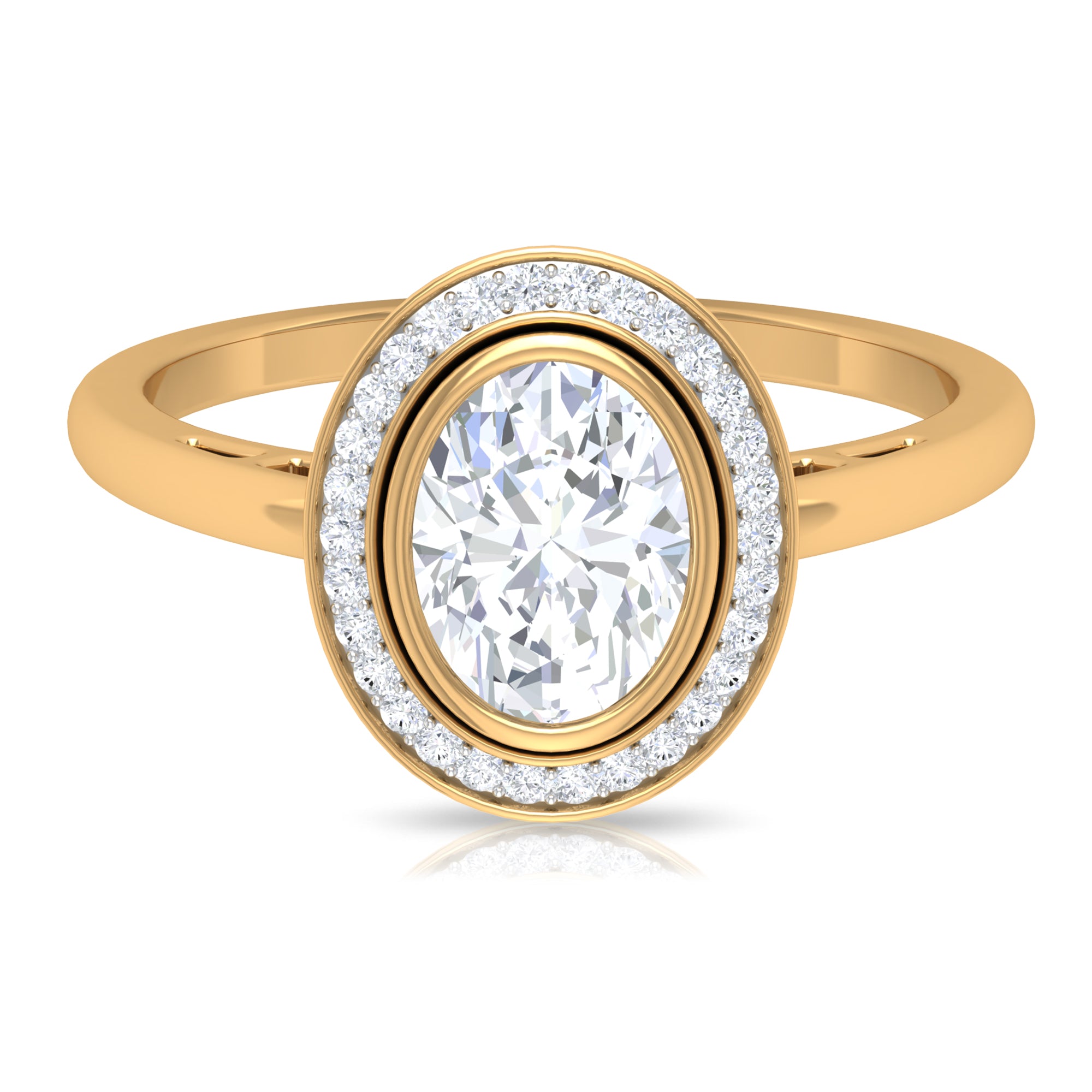 Classic Lab Grown Diamond Engagement Ring with Halo Lab Grown Diamond - ( EF-VS ) - Color and Clarity - Rosec Jewels