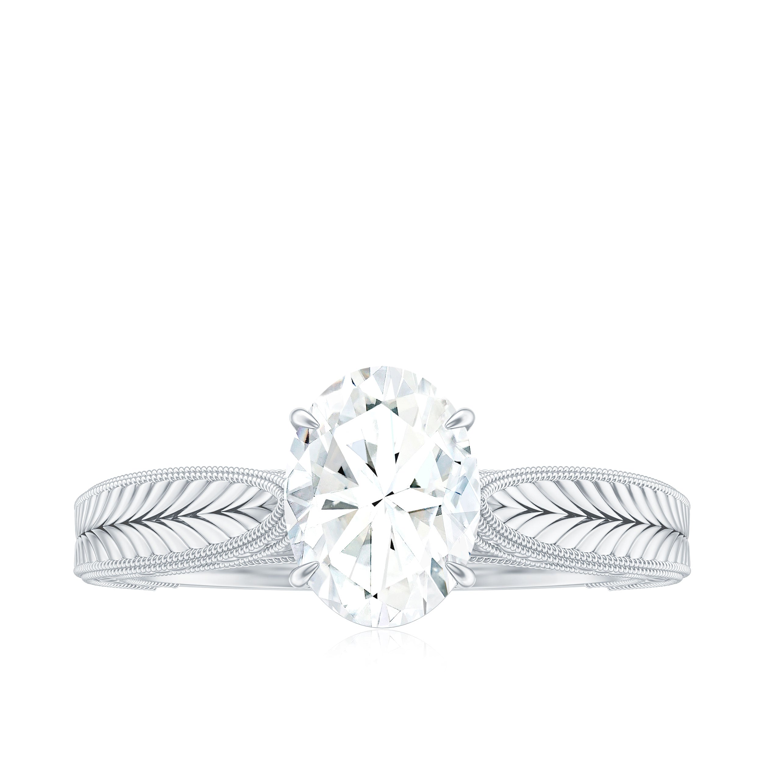 Claw Set Oval Shape Lab Grown Diamond Solitaire Engagement Ring Lab Grown Diamond - ( EF-VS ) - Color and Clarity - Rosec Jewels