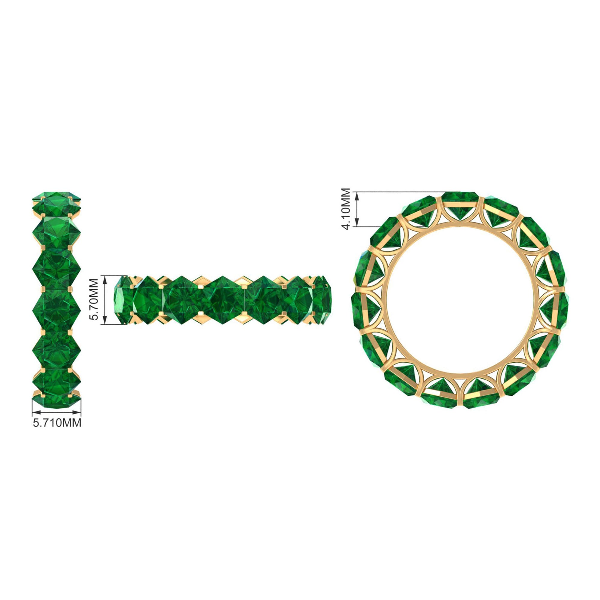 Hexagon Cut Created Emerald Full Eternity Band Ring Lab Created Emerald - ( AAAA ) - Quality - Rosec Jewels