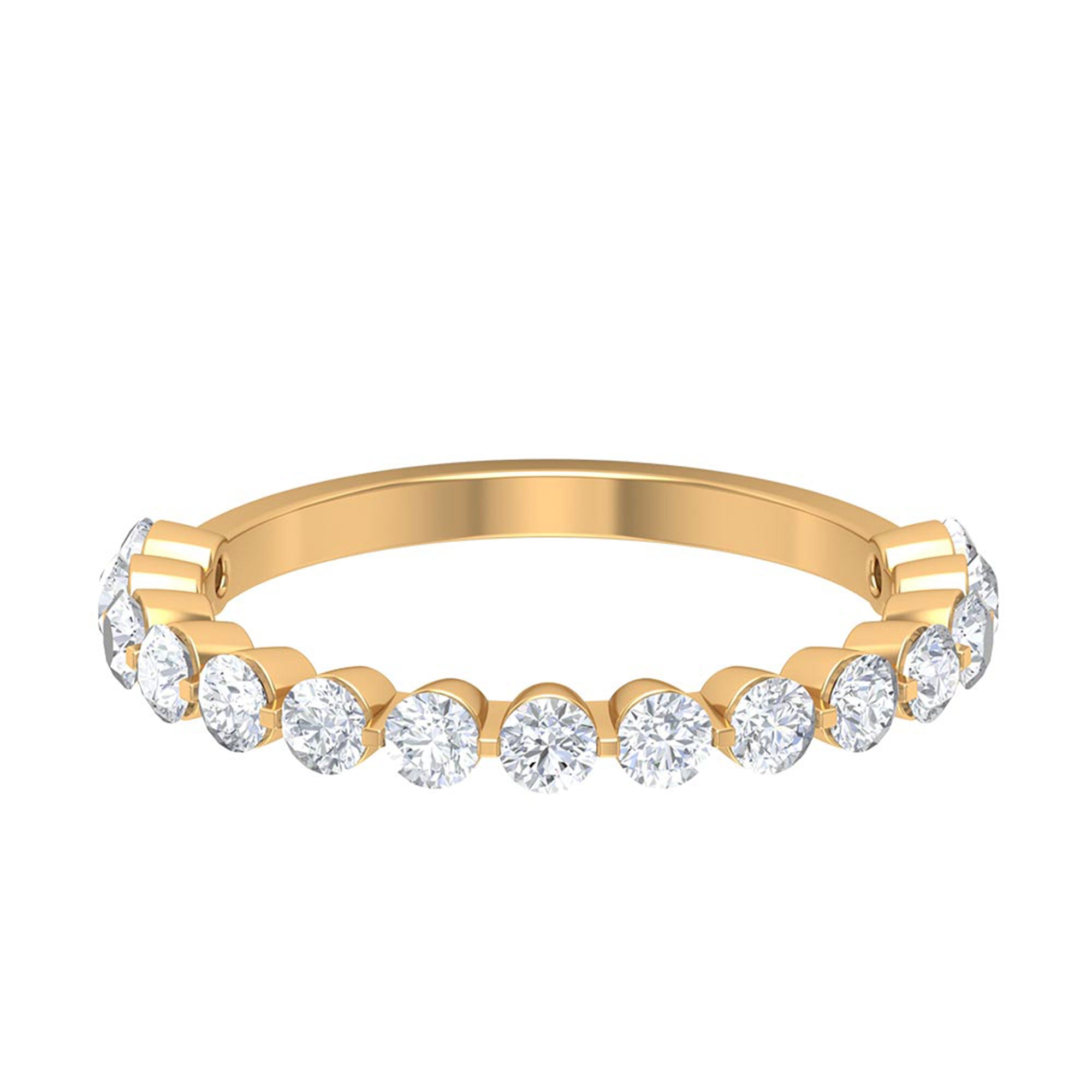 Round Shape Natural Diamond Floating Half Eternity Band Ring Diamond - ( HI-SI ) - Color and Clarity - Rosec Jewels