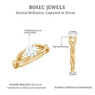 Certified Zircon Solitaire Ring with Crossover Shank Zircon - ( AAAA ) - Quality - Rosec Jewels