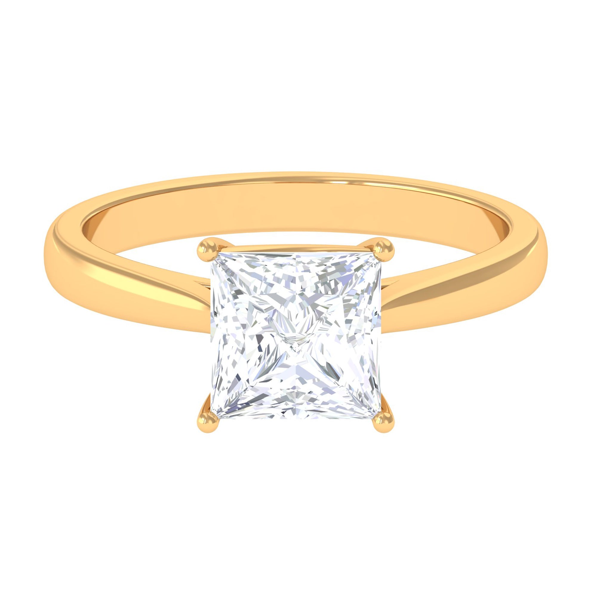 7 MM Princess Cut Solitaire and Hidden Moissanite Ring Moissanite - ( D-VS1 ) - Color and Clarity - Rosec Jewels