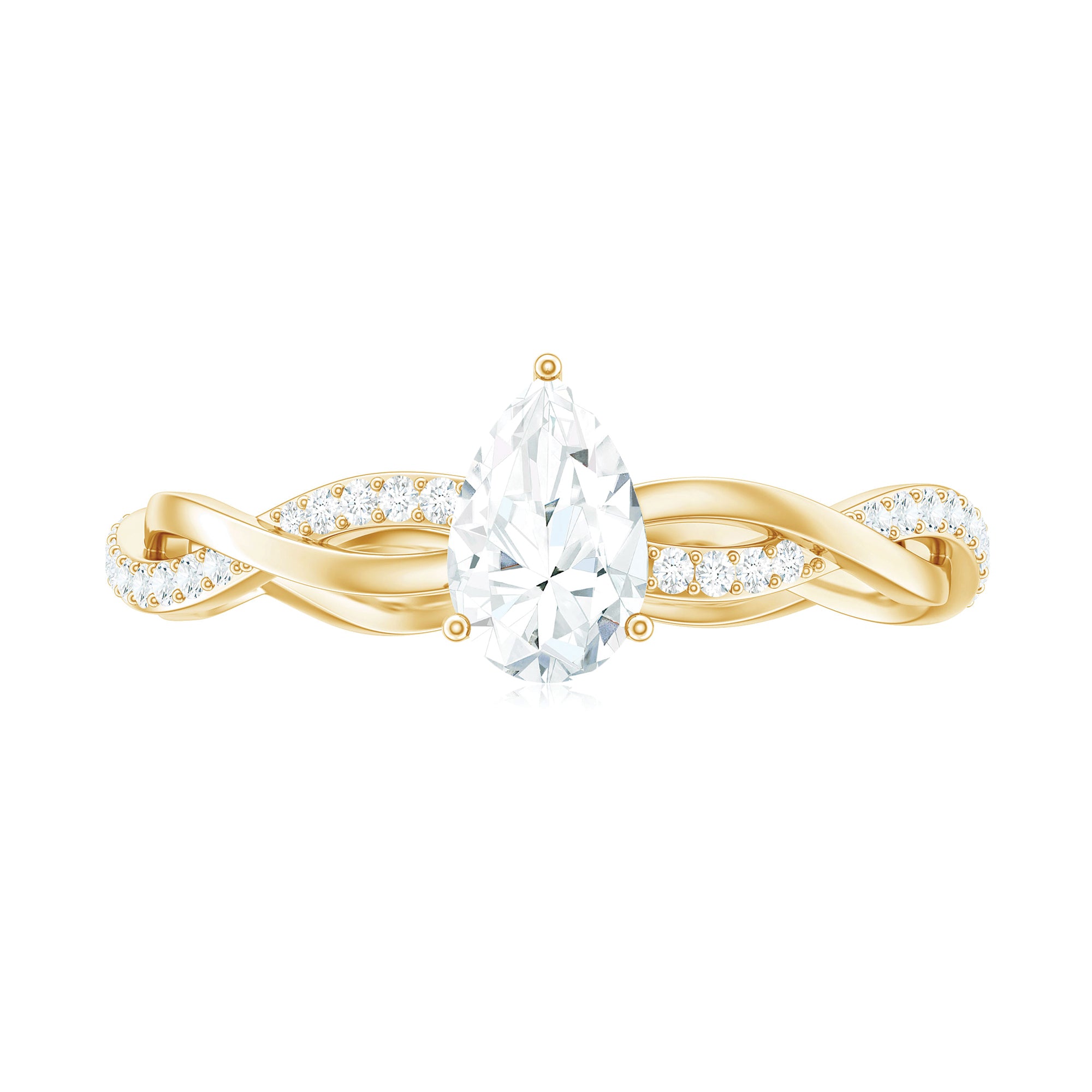 Pear Shaped Moissanite Solitaire Braided Promise Ring Moissanite - ( D-VS1 ) - Color and Clarity - Rosec Jewels