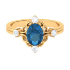Oval London Blue Topaz and Diamond Cocktail Engagement Ring London Blue Topaz - ( AAA ) - Quality - Rosec Jewels