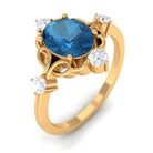 Oval London Blue Topaz and Diamond Cocktail Engagement Ring London Blue Topaz - ( AAA ) - Quality - Rosec Jewels