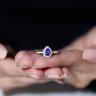 Pear Shaped Tanzanite Halo Engagement Ring with Diamond Tanzanite - ( AAA ) - Quality - Rosec Jewels