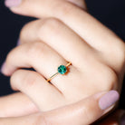 5 MM Round Created Emerald Solitaire Ring in Lotus Basket Setting Lab Created Emerald - ( AAAA ) - Quality - Rosec Jewels