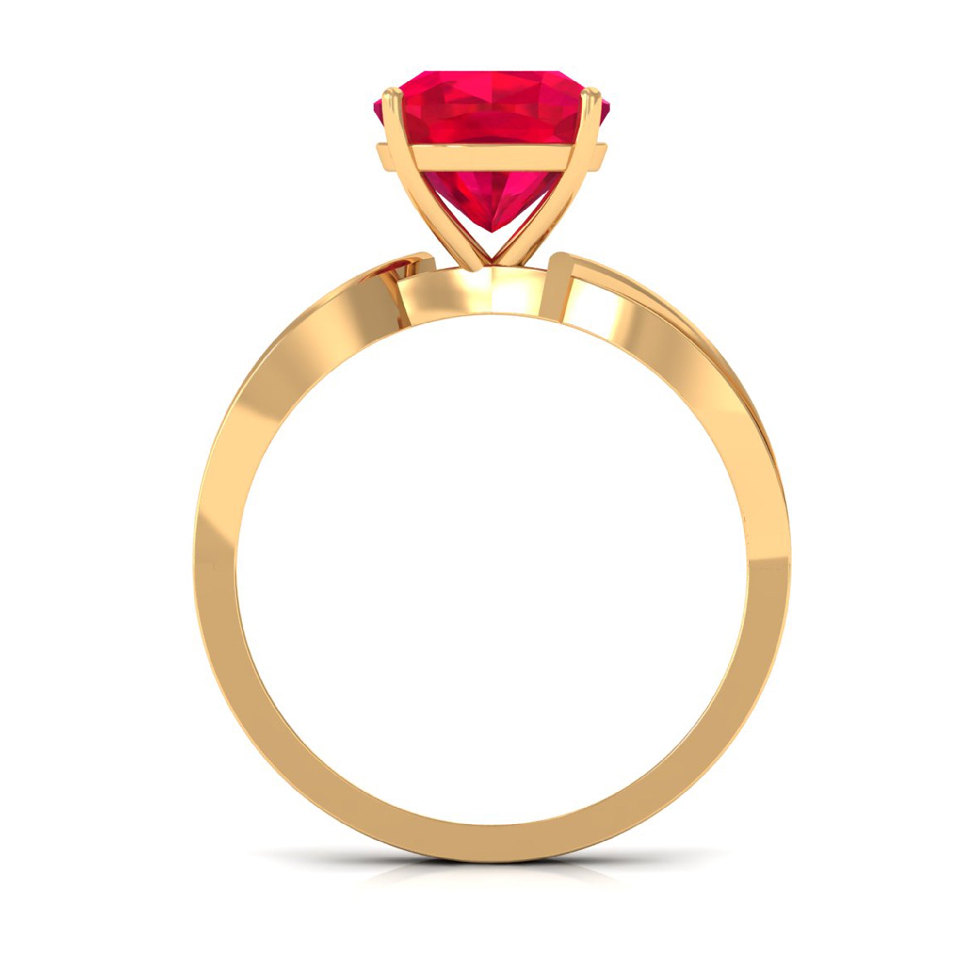 Infinity Shank Cushion Cut Created Ruby Engagement Ring with Diamond Lab Created Ruby - ( AAAA ) - Quality - Rosec Jewels