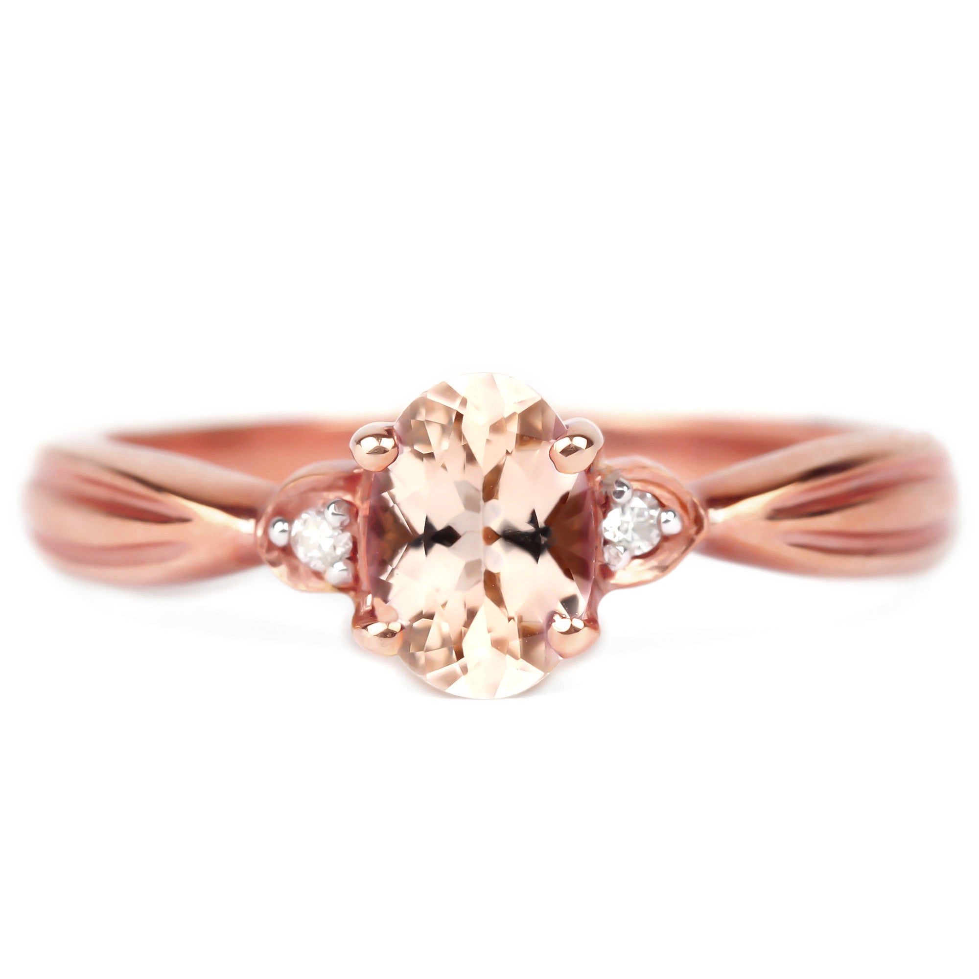 3/4 CT Oval Cut Morganite Solitaire Engagement Ring with Diamond Morganite - ( AAA ) - Quality - Rosec Jewels