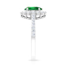 1 CT Oval shape Emerald Halo Engagement Ring with Diamond Emerald - ( AAA ) - Quality - Rosec Jewels