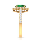 1 CT Oval shape Emerald Halo Engagement Ring with Diamond Emerald - ( AAA ) - Quality - Rosec Jewels